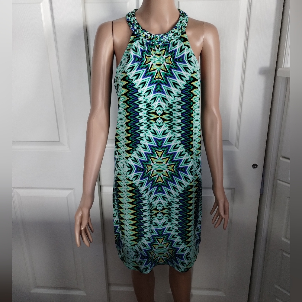 Laundry by Design Colorful Geometric Pattern Dress S